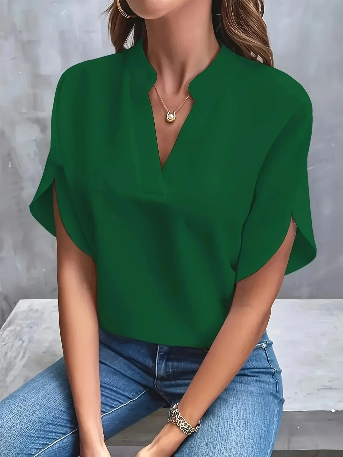 Sophia | Plissee-Front Stehkragen Bluse