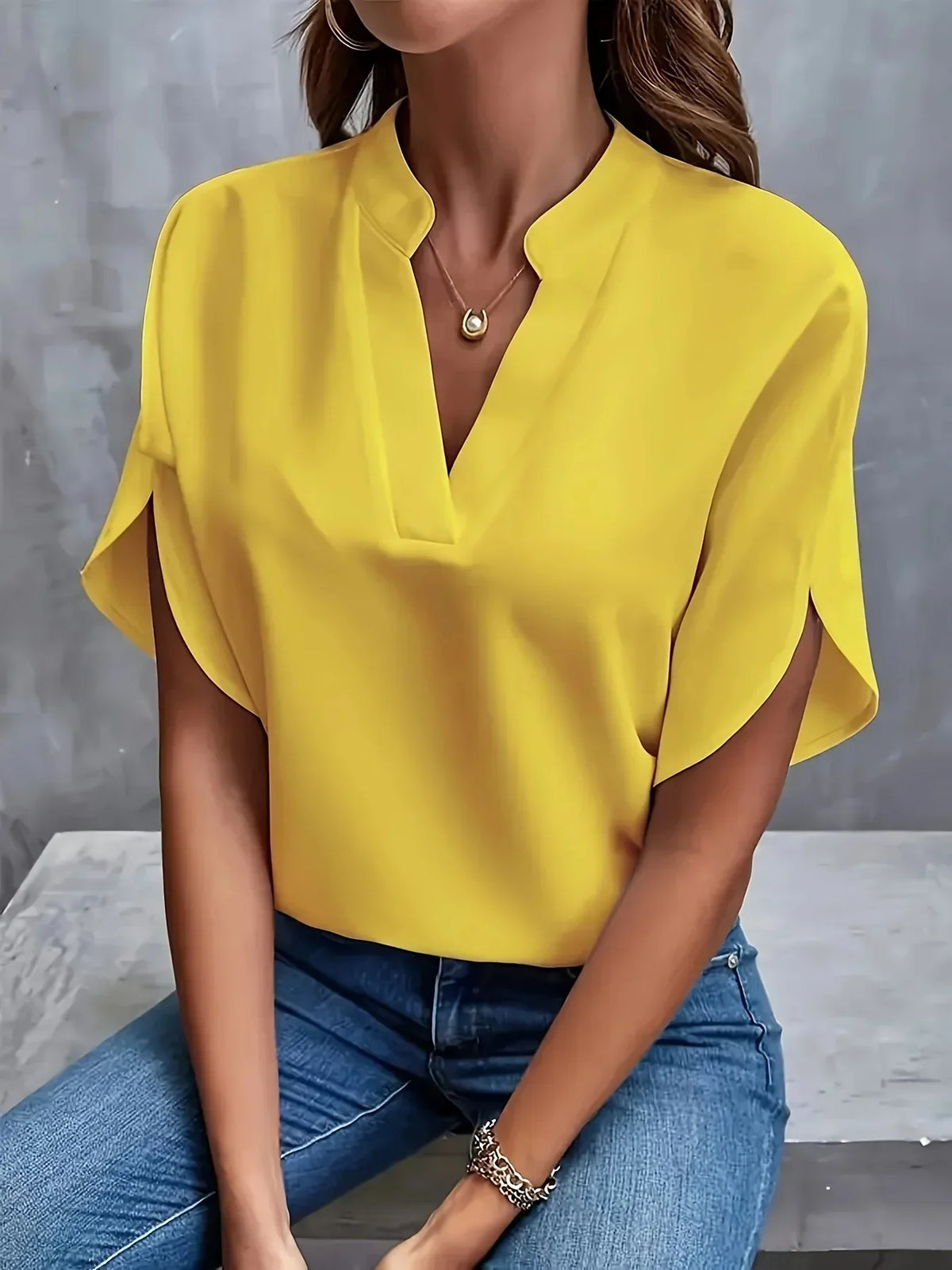 Sophia | Plissee-Front Stehkragen Bluse