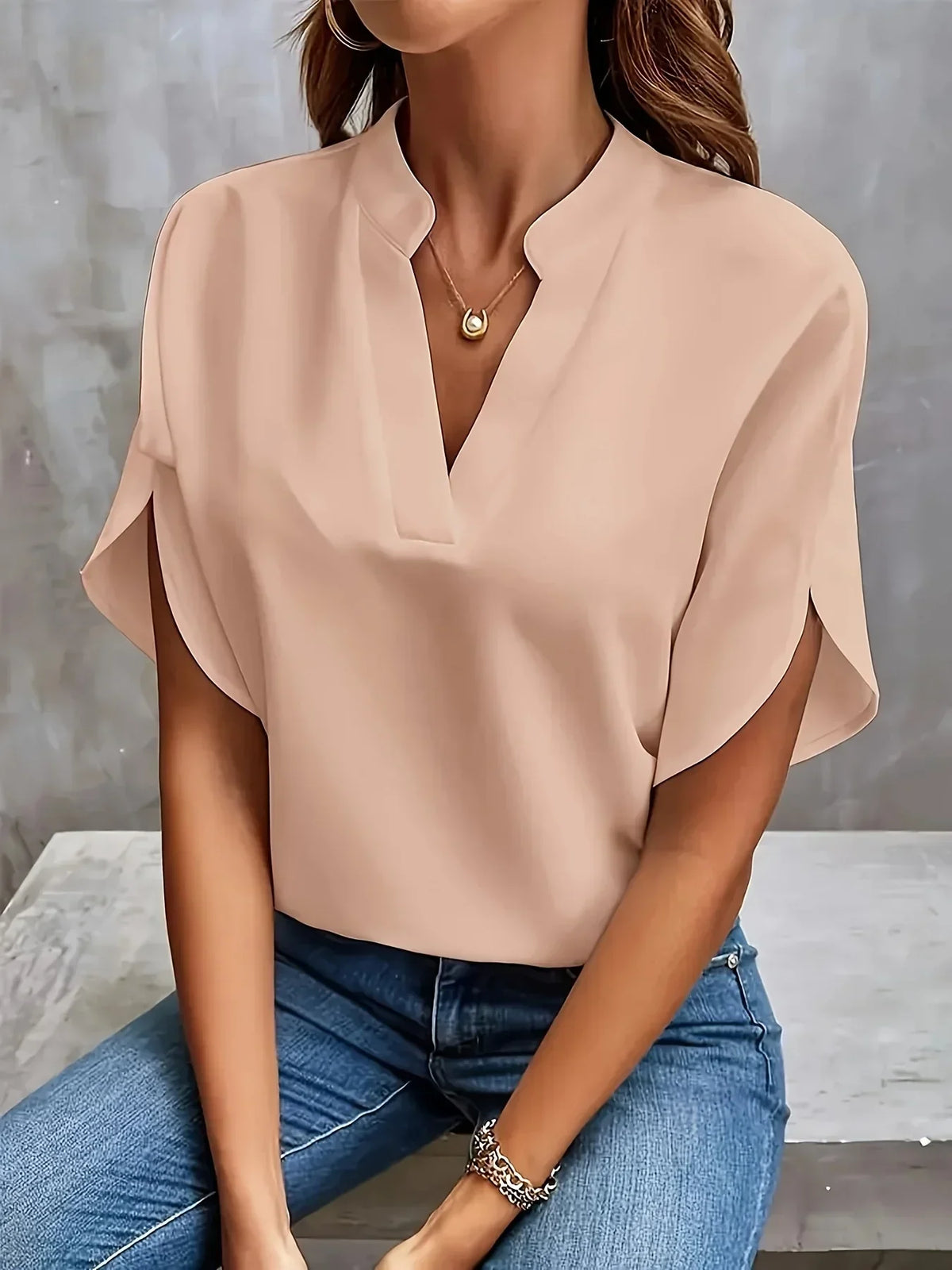 Sophia | Plissee-Front Stehkragen Bluse