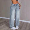 Damen Hellblau Hohe Taille Baggy Jeans