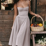 Damen A-Linien Midi Hochzeitsgast Kleid