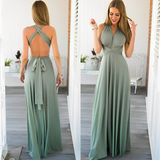 Damen Ärmellos Wickel Maxi Hochzeitsgast Kleid