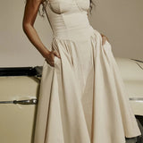 Damen A-Linien Midi Hochzeitsgast Kleid