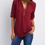 Gerda | Damen Lässiger Oberteil | Half-Zipper