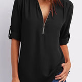 Gerda | Damen Lässiger Oberteil | Half-Zipper