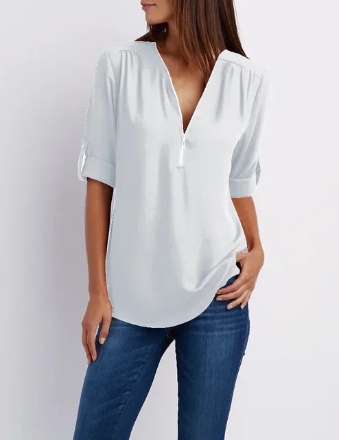 Gerda | Damen Lässiger Oberteil | Half-Zipper