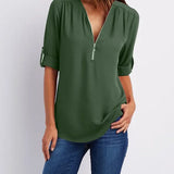 Gerda | Damen Lässiger Oberteil | Half-Zipper