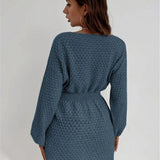 Damen Texturiert Langarm Strickkleid