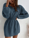Damen Texturiert Langarm Strickkleid