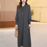 Damen V-Ausschnitt Midi Strickkleid