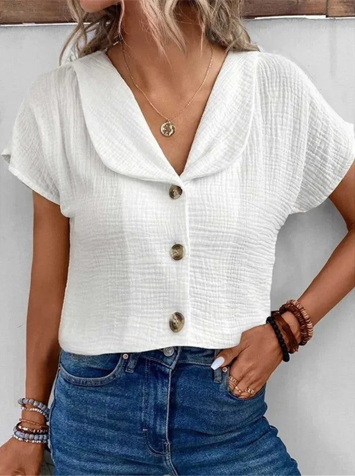 Allisson | Damen Stilvoll Elegant Bluse | Kurzarm