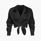 Damen Geknöpft Lang Bluse