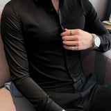 Herren Knopfleiste Langarm Hemd