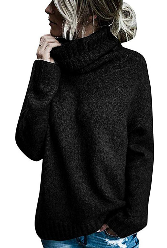 Damen Winter Rollkragen Longpullover