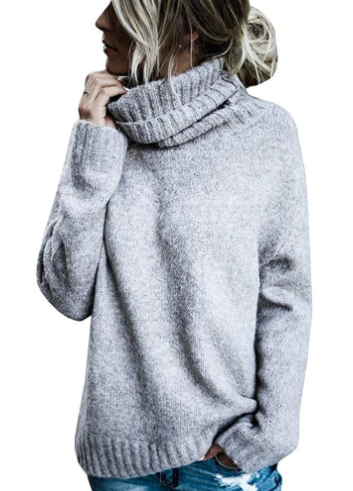 Damen Winter Rollkragen Longpullover