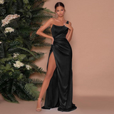 Damen Ein-Schulter Lang Silvester Kleid