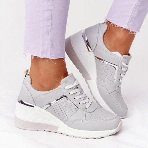 Damskie modne wysokie sneakersy | Błyszczące