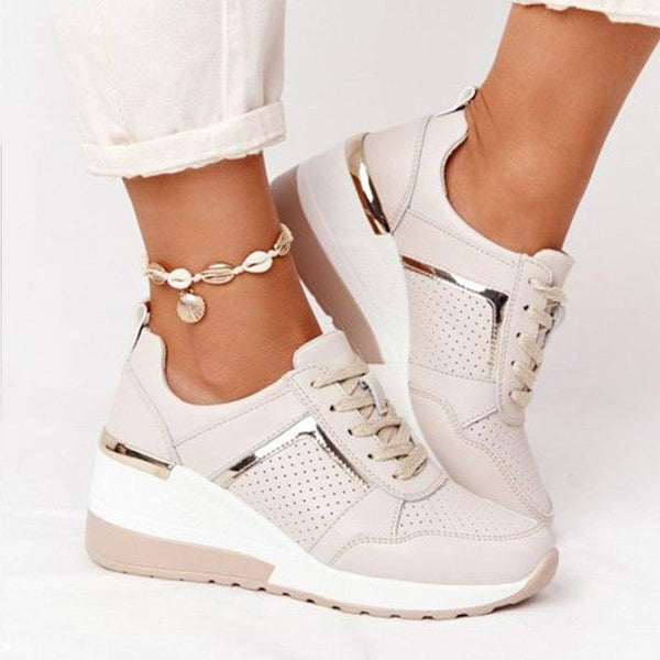 Damskie modne wysokie sneakersy | Błyszczące