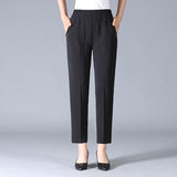 Damen Elastischer Bund mit Taschen Stoffhose