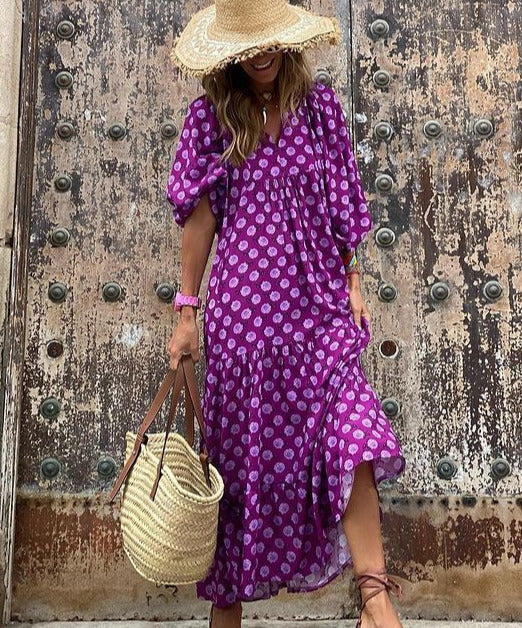 Berthilde | Robe d'été vintage pour femme | Maxi