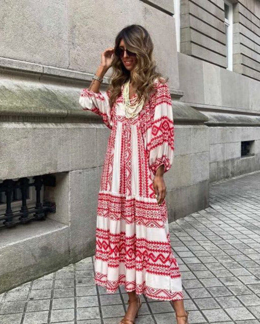 Berthilde | Robe d'été vintage pour femme | Maxi