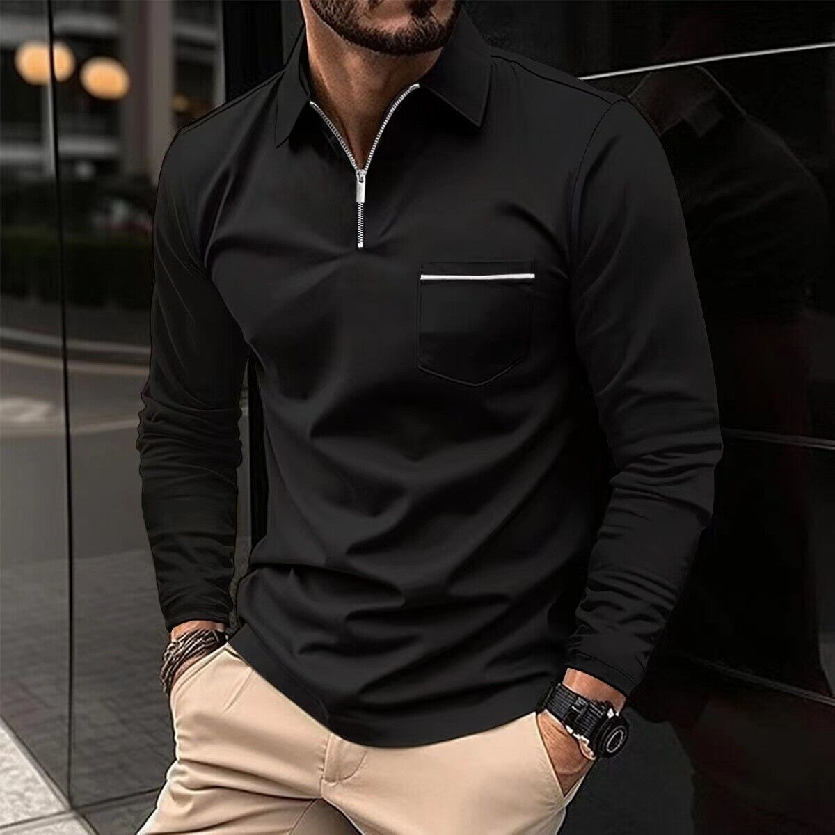 Stefan | Herren Langärmeliges Polo-Shirt | Klassischer Schnitt
