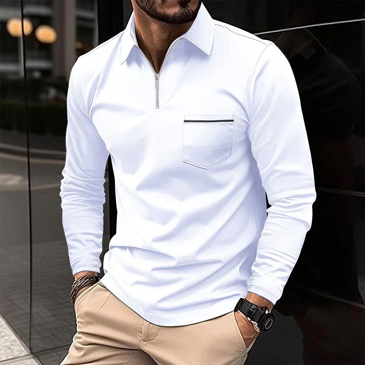 Stefan | Herren Langärmeliges Polo-Shirt | Klassischer Schnitt