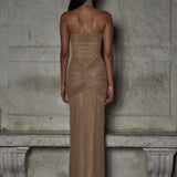 Damen Trägerlos Maxi Abendkleid