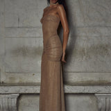 Damen Trägerlos Maxi Abendkleid