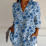 Gabriella | Kerbenausschnitt Mixed Print Bluse