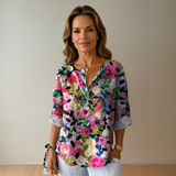 Addison | Blumenmuster Knotenverschluss Bluse