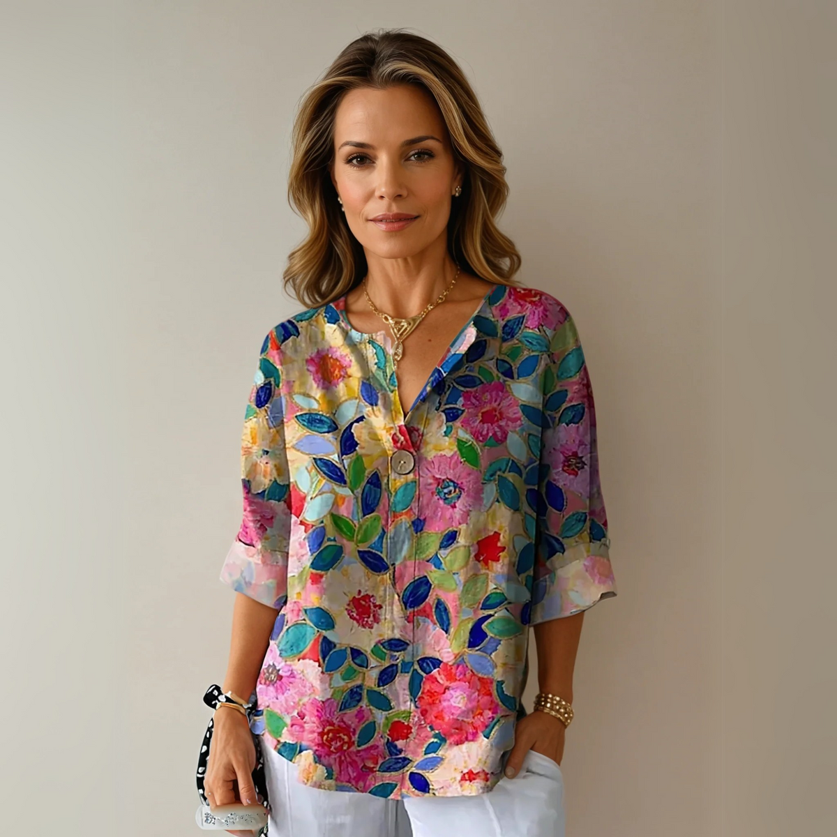Addison | Blumenmuster Knotenverschluss Bluse