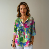 Addison | Blumenmuster Knotenverschluss Bluse
