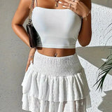 Ermella | Damen Sommer Gekräuselt Rock | Mini