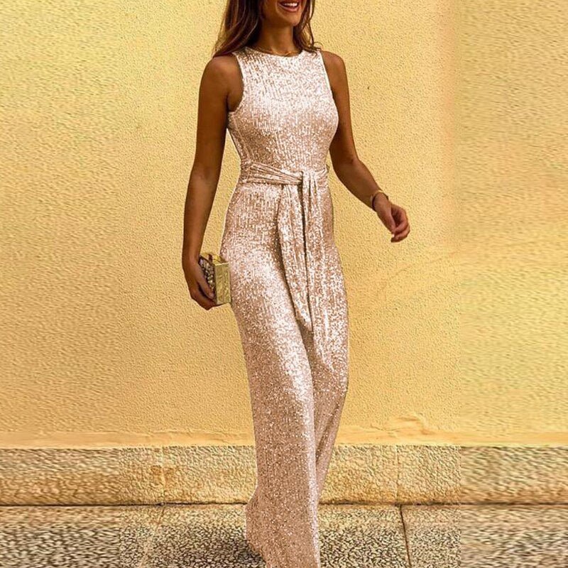 Lori | Damen Eleganter glitzern Jumpsuit | Augenfällig